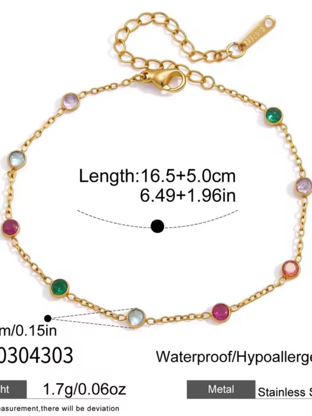 Station 18k Gold Link Bracelet Multi-stone Lab Emerald Sapphire Topaz Bracelet
